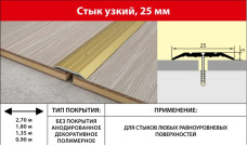 Стык алюминиевый 25мм без покрытия