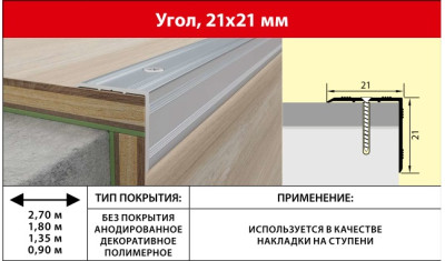 Угол 21*21мм без покрытия